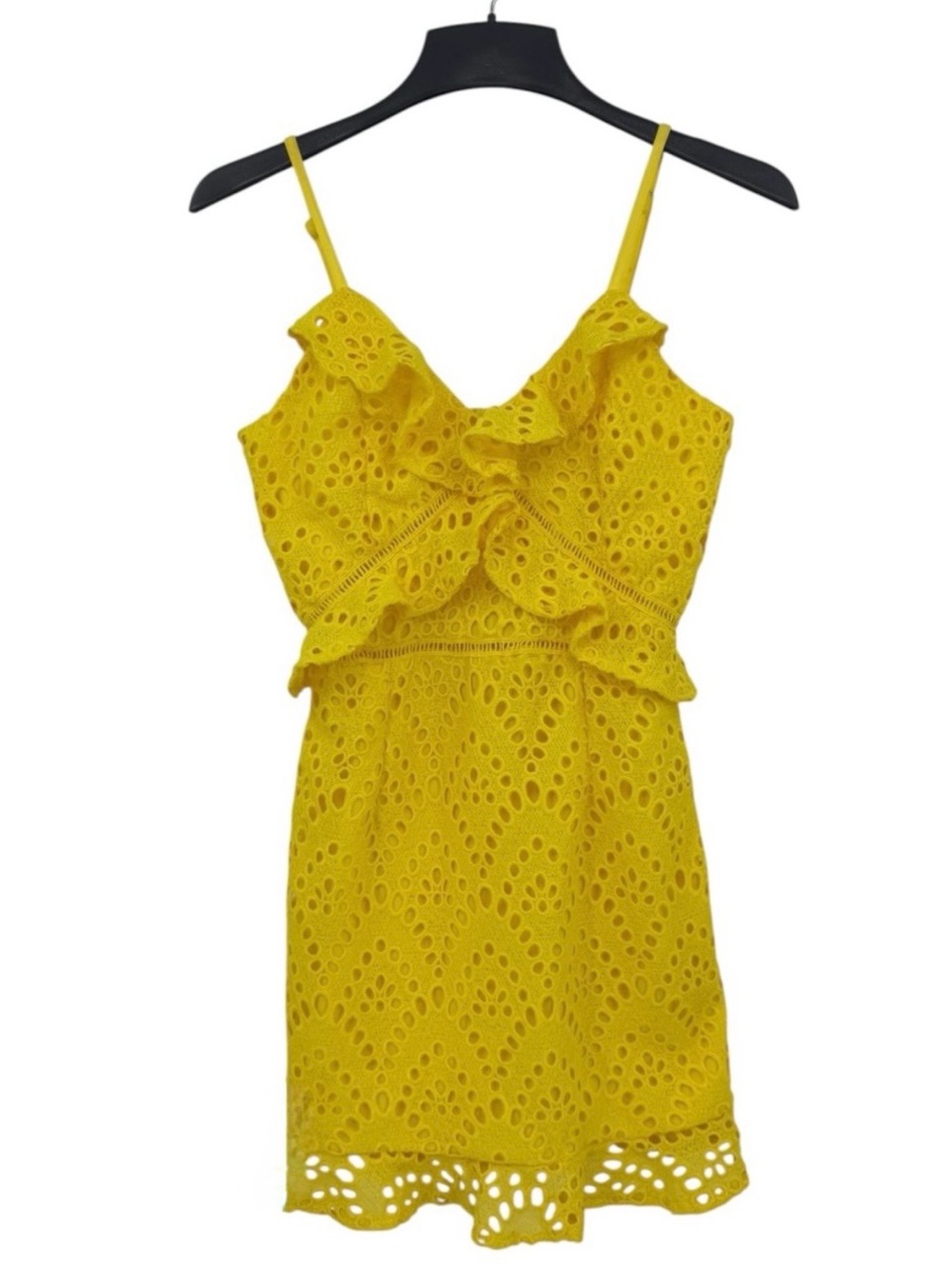 Missguided Eyelet Mini Dress Yellow
